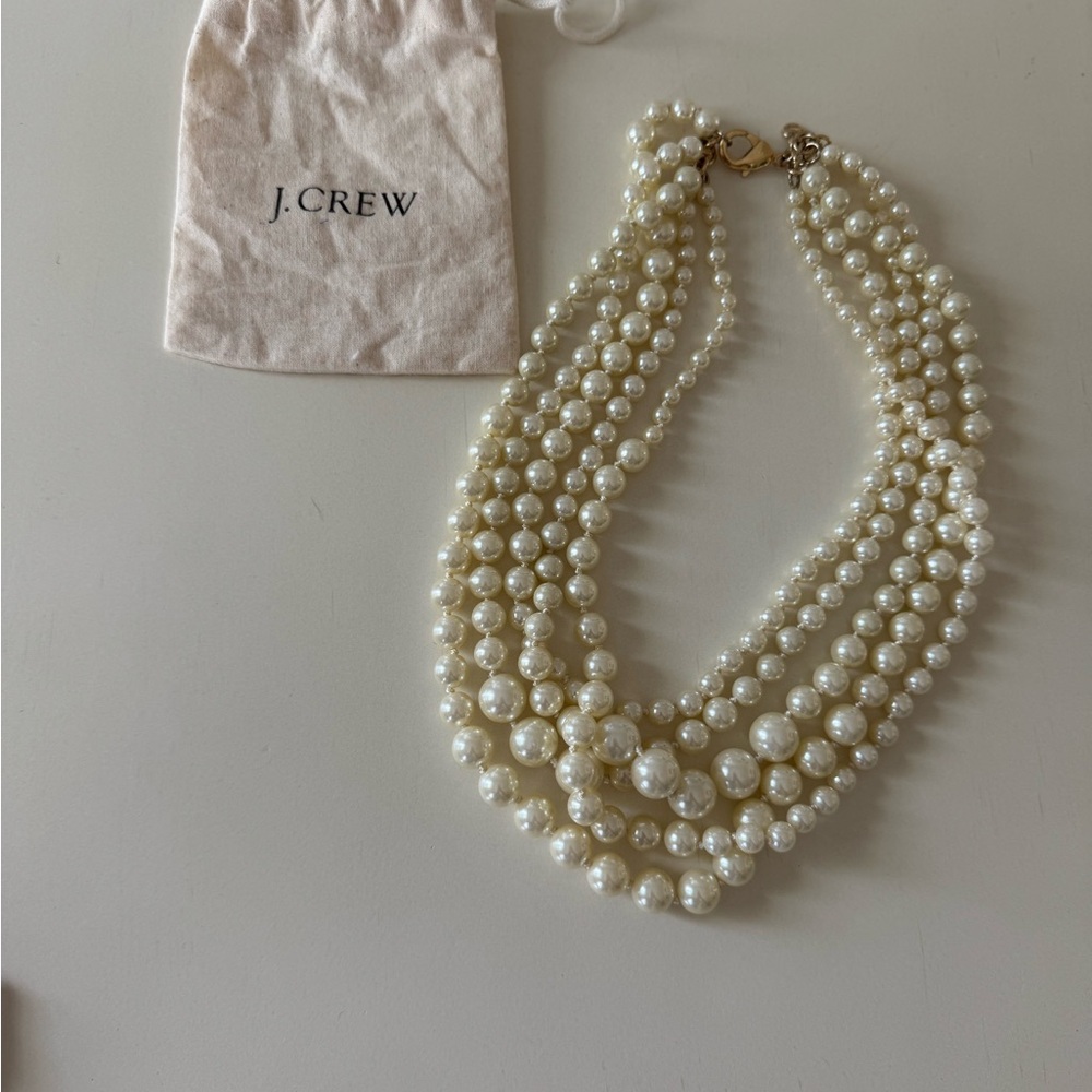 J. Crew White Multi-Strand Pearl Necklace